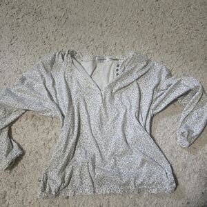 Chic Gray Patterned Women's Blouse